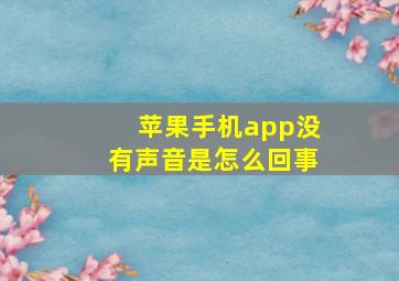 苹果手机app没有声音是怎么回事