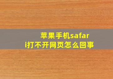 苹果手机safari打不开网页怎么回事