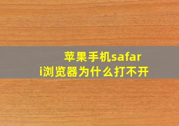 苹果手机safari浏览器为什么打不开