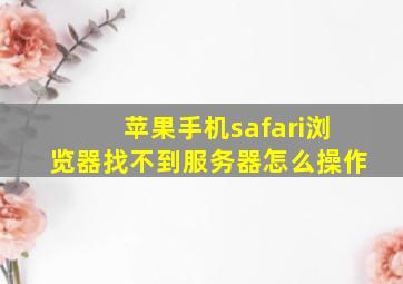 苹果手机safari浏览器找不到服务器怎么操作