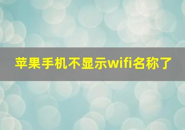 苹果手机不显示wifi名称了