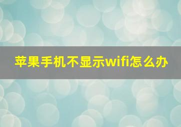 苹果手机不显示wifi怎么办