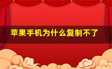 苹果手机为什么复制不了