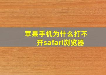 苹果手机为什么打不开safari浏览器