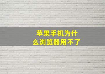 苹果手机为什么浏览器用不了