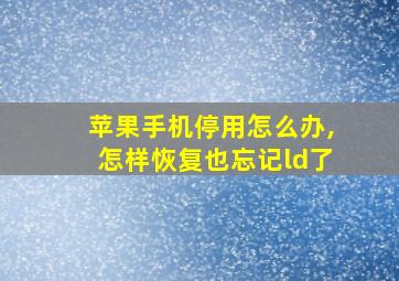 苹果手机停用怎么办,怎样恢复也忘记ld了