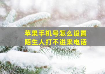 苹果手机号怎么设置陌生人打不进来电话