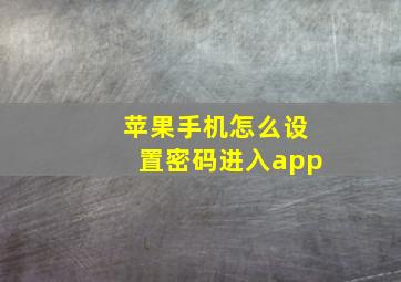 苹果手机怎么设置密码进入app