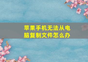 苹果手机无法从电脑复制文件怎么办