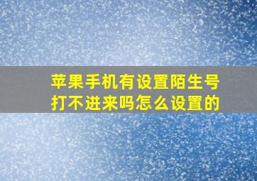 苹果手机有设置陌生号打不进来吗怎么设置的