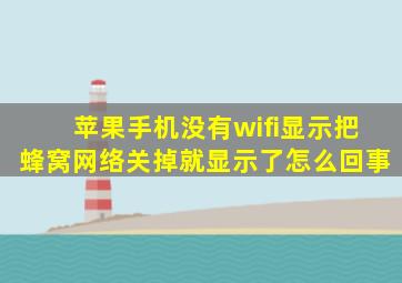 苹果手机没有wifi显示把蜂窝网络关掉就显示了怎么回事