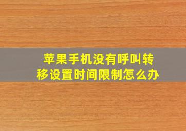 苹果手机没有呼叫转移设置时间限制怎么办