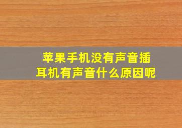 苹果手机没有声音插耳机有声音什么原因呢