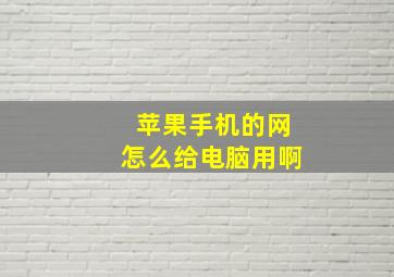 苹果手机的网怎么给电脑用啊