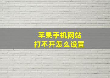 苹果手机网站打不开怎么设置