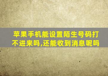 苹果手机能设置陌生号码打不进来吗,还能收到消息呢吗