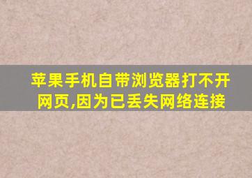 苹果手机自带浏览器打不开网页,因为已丢失网络连接