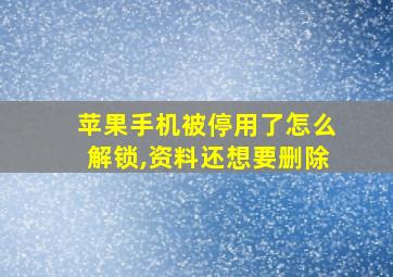 苹果手机被停用了怎么解锁,资料还想要删除