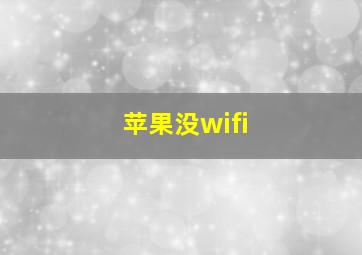 苹果没wifi