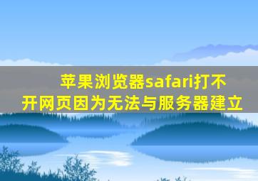 苹果浏览器safari打不开网页因为无法与服务器建立