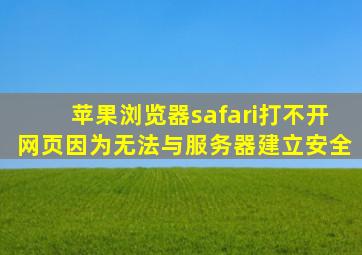 苹果浏览器safari打不开网页因为无法与服务器建立安全