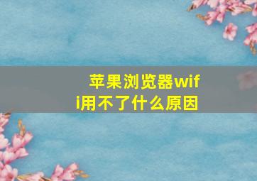 苹果浏览器wifi用不了什么原因