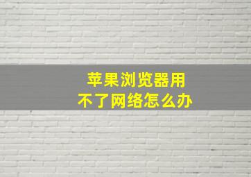 苹果浏览器用不了网络怎么办