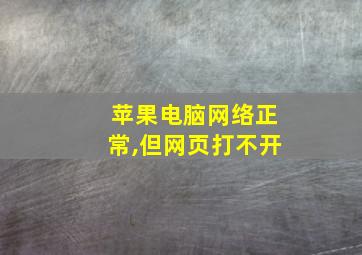 苹果电脑网络正常,但网页打不开