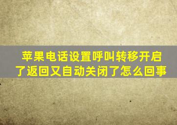 苹果电话设置呼叫转移开启了返回又自动关闭了怎么回事