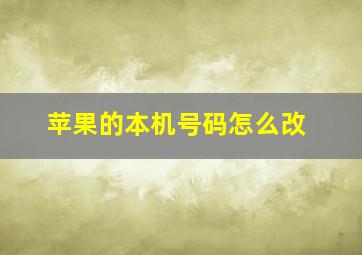 苹果的本机号码怎么改