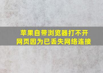 苹果自带浏览器打不开网页因为已丢失网络连接