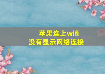 苹果连上wifi没有显示网络连接