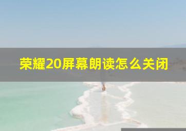 荣耀20屏幕朗读怎么关闭