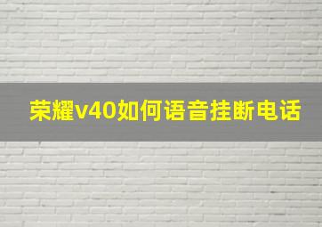 荣耀v40如何语音挂断电话