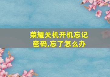 荣耀关机开机忘记密码,忘了怎么办