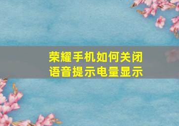 荣耀手机如何关闭语音提示电量显示