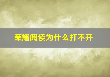 荣耀阅读为什么打不开