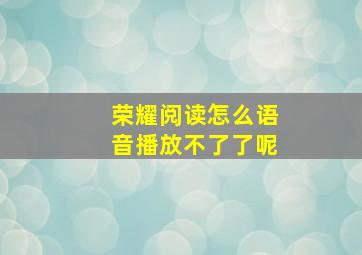 荣耀阅读怎么语音播放不了了呢