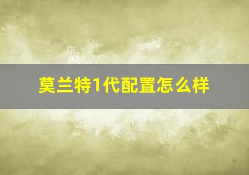 莫兰特1代配置怎么样