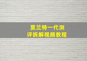 莫兰特一代测评拆解视频教程