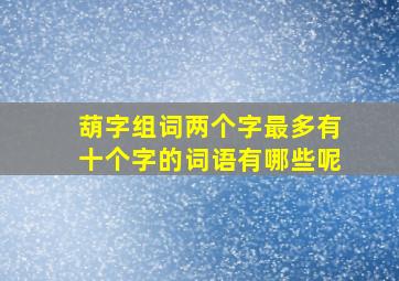 葫字组词两个字最多有十个字的词语有哪些呢