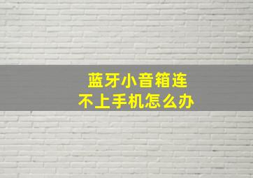 蓝牙小音箱连不上手机怎么办