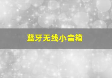 蓝牙无线小音箱