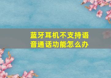 蓝牙耳机不支持语音通话功能怎么办