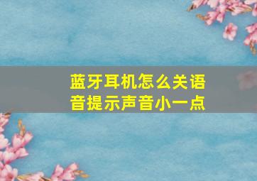 蓝牙耳机怎么关语音提示声音小一点