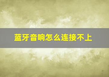 蓝牙音响怎么连接不上