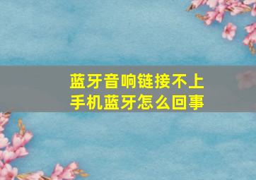 蓝牙音响链接不上手机蓝牙怎么回事