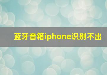 蓝牙音箱iphone识别不出