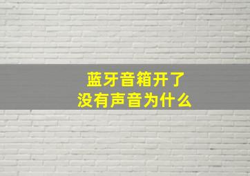 蓝牙音箱开了没有声音为什么