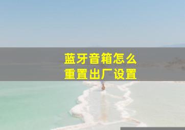 蓝牙音箱怎么重置出厂设置